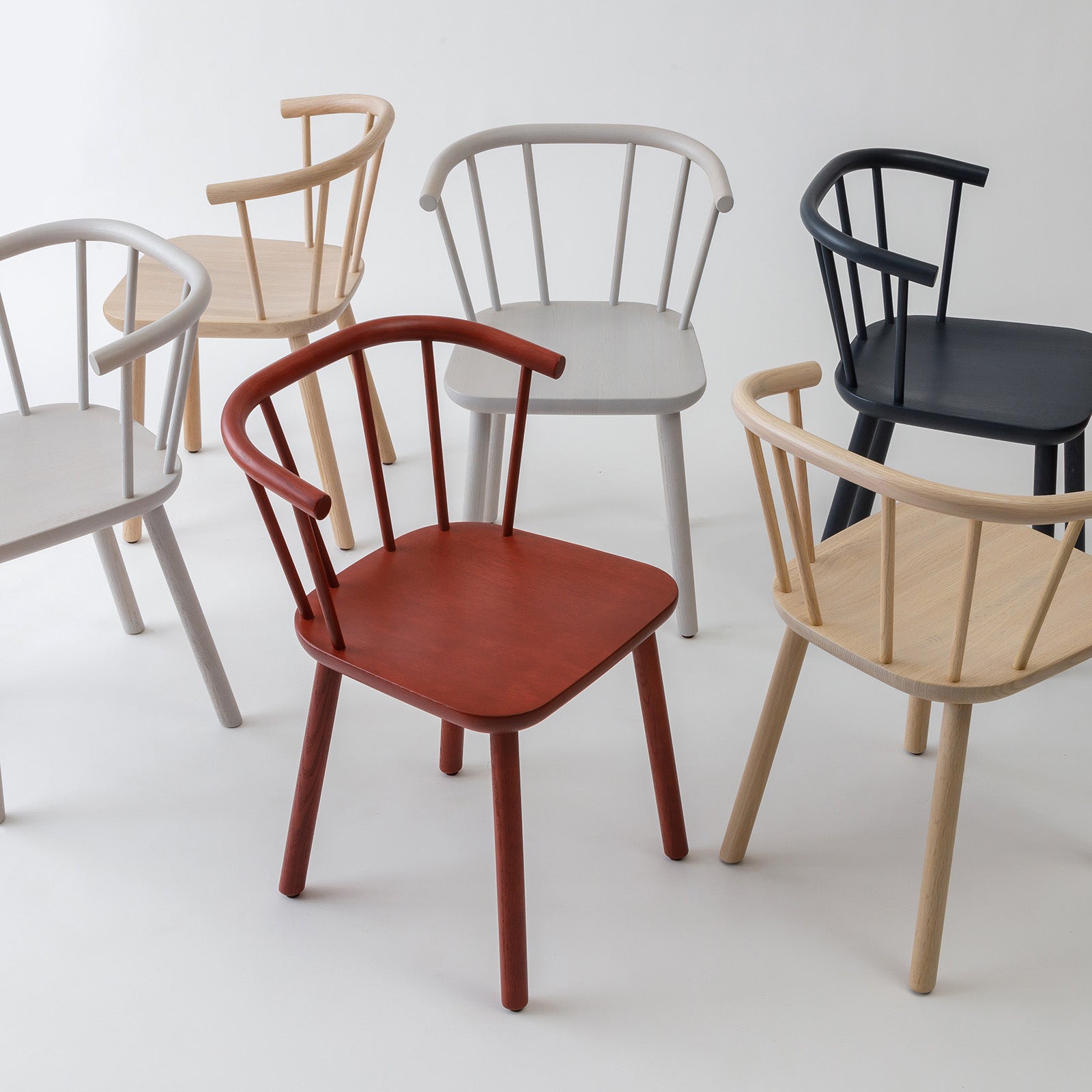 The Studio Armchair by collect.studio, a modern interpretation of classic spindle chair design, crafted from locally sourced oak.