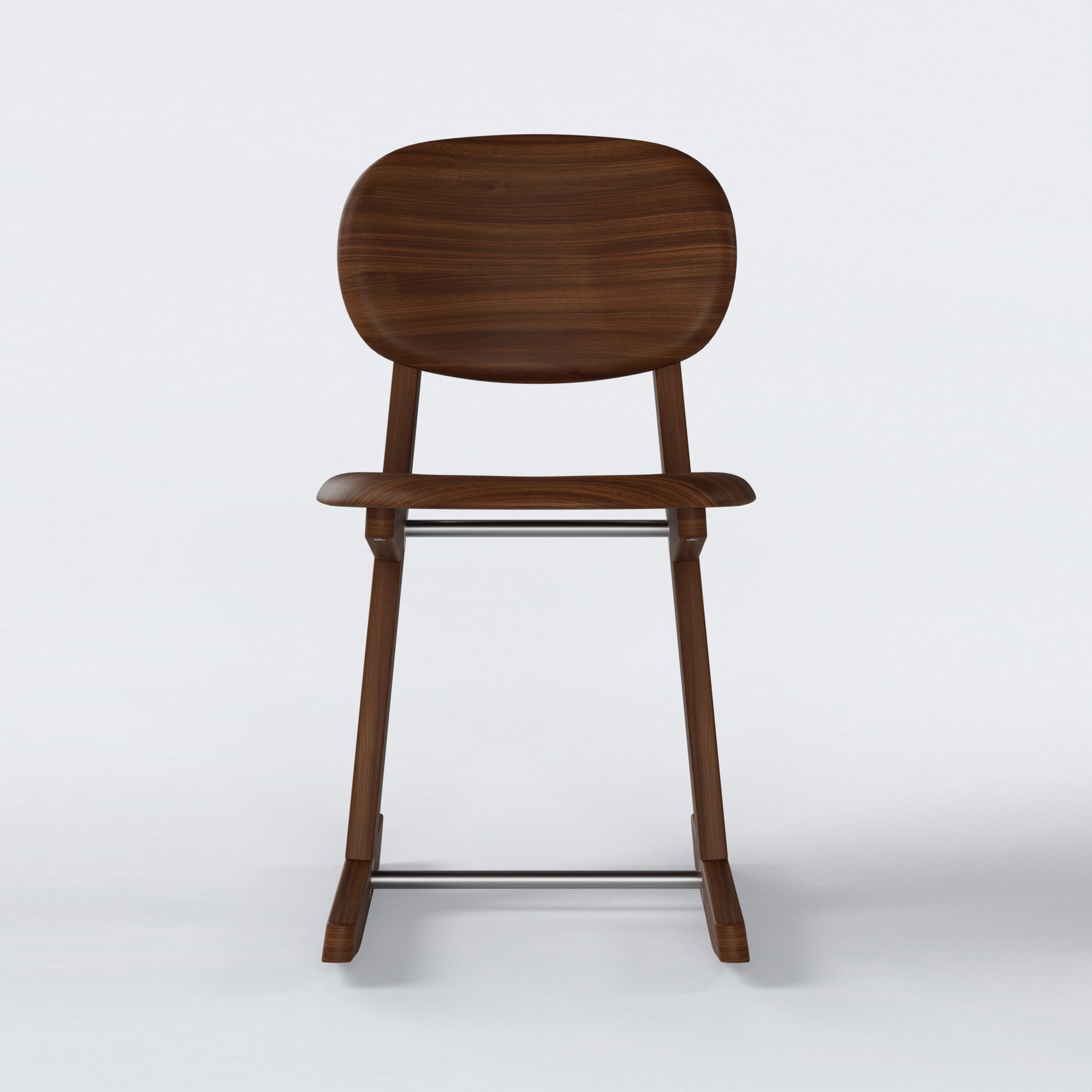 KufenKarl Office Tipforward KD in Walnut Dark with stainless steel frame – a modern and ergonomic office chair for workspaces and home offices.