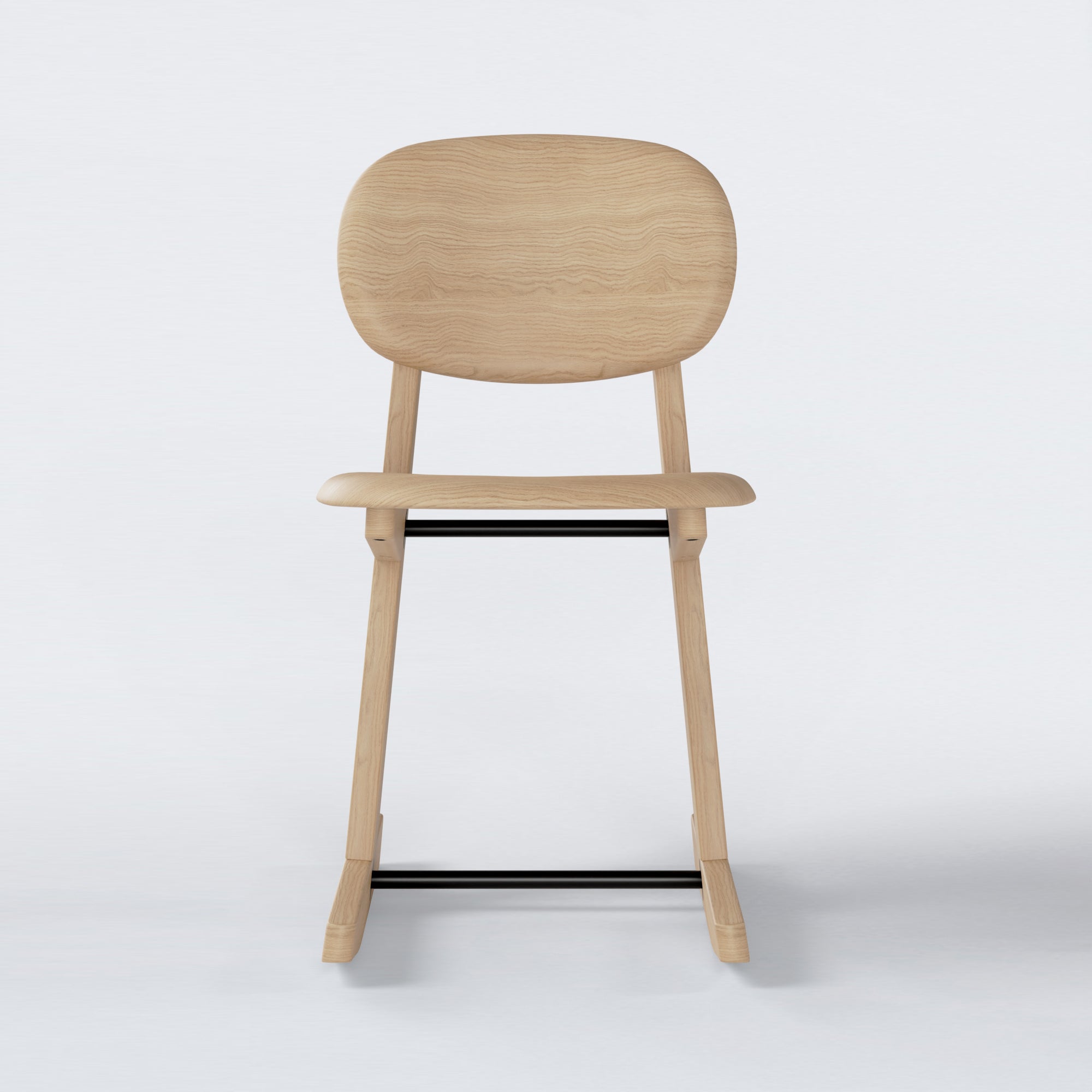 KufenKarl Office Tipforward KD in Oak Nature with black metal frame – a versatile chair blending natural wood with industrial aesthetics.