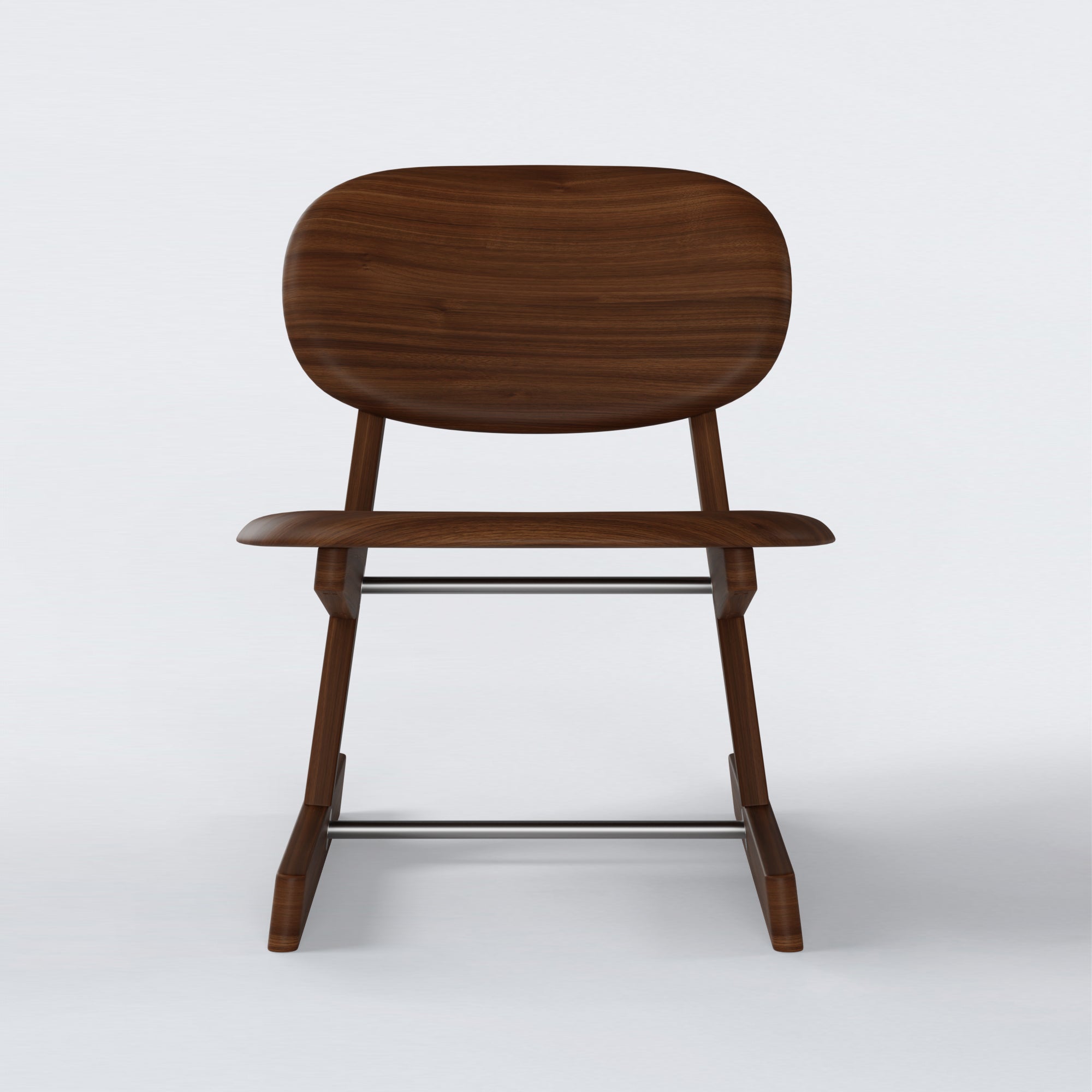 KufenKarl Lounge Chair KD in walnut with stainless steel frame (walnut dark, Collect.Studio) – a modern and refined lounge chair for contemporary interiors.