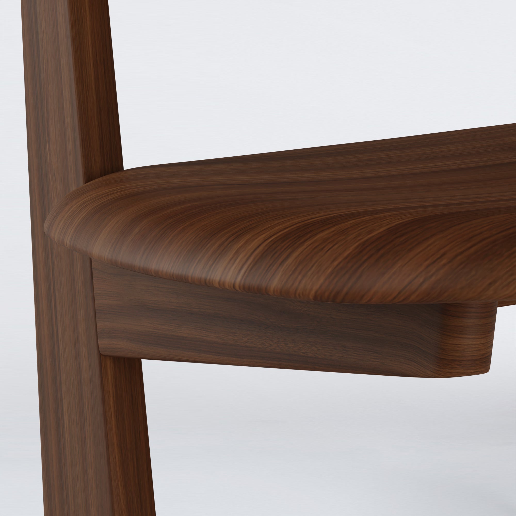 Close-up of KufenKarl Lounge Chair in walnut dark, highlighting the craftsmanship and premium finish.