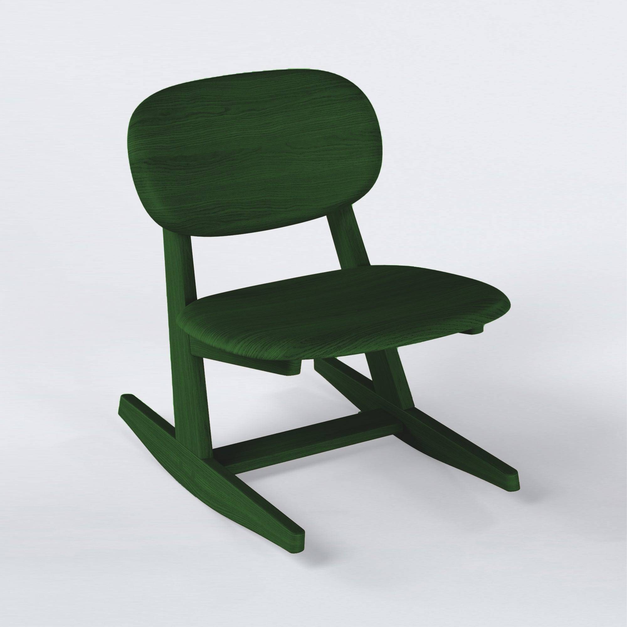 KufenKarl Rocking Chair in green – rich and earthy, a timeless shade for natural and rustic aesthetics.