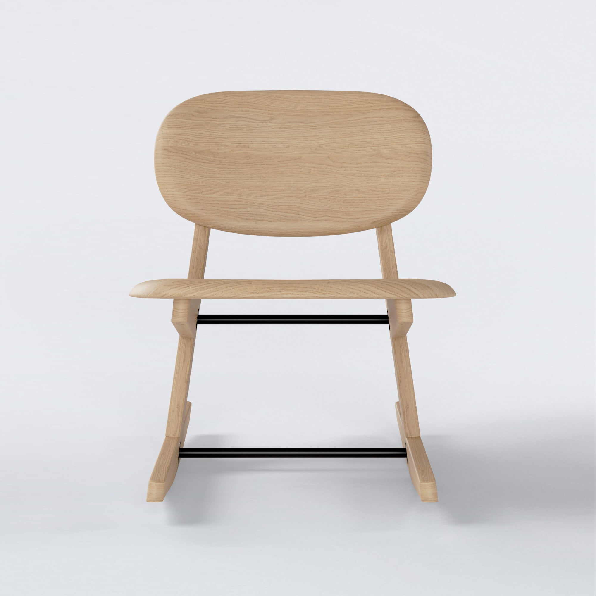 KufenKarl Rocking Chair KD in natural oak – front view, offering a lighter wood variation with the same ergonomic structure.
