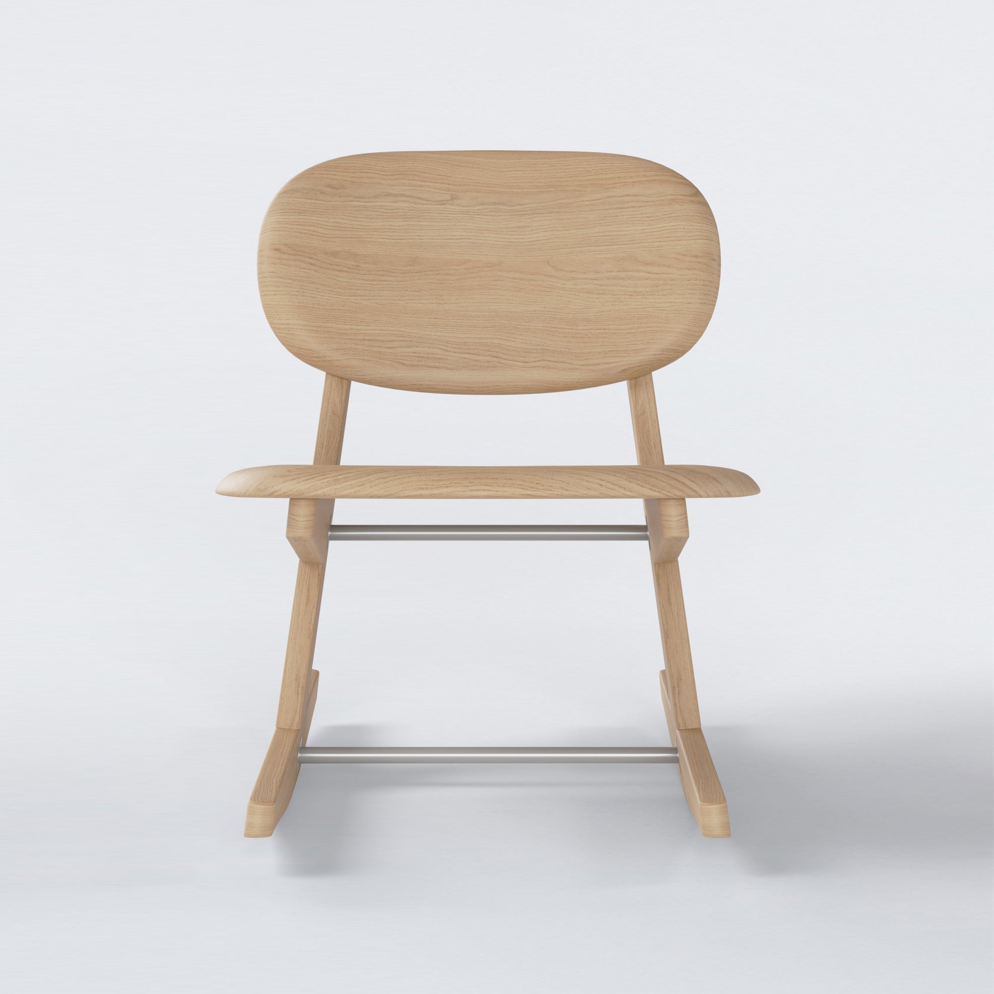 KufenKarl Rocking Chair KD in oak nature – front view, capturing the natural grain and sleek finish.