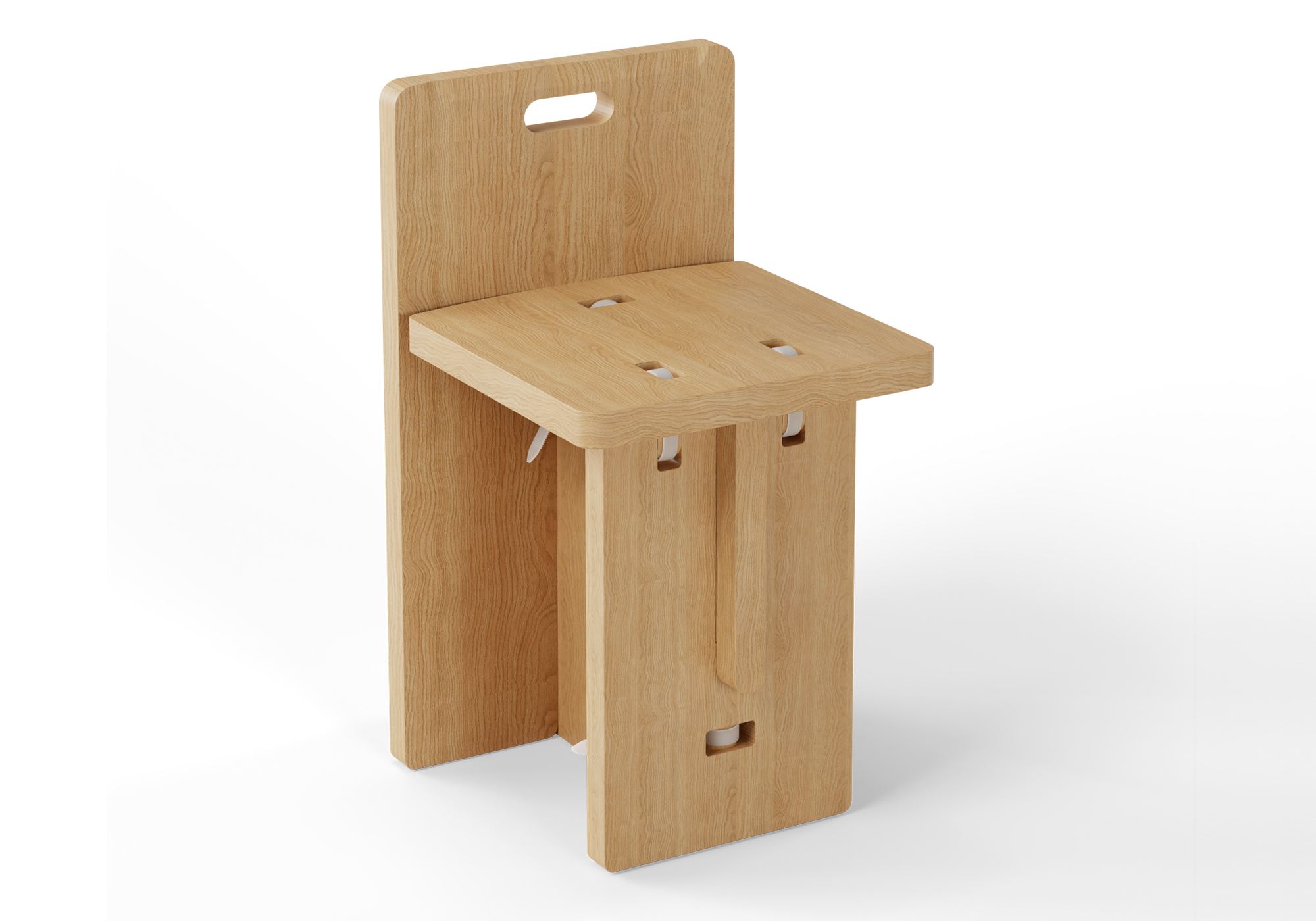 BO_ Chair, featuring a flat-pack design with slot-and-secure assembly