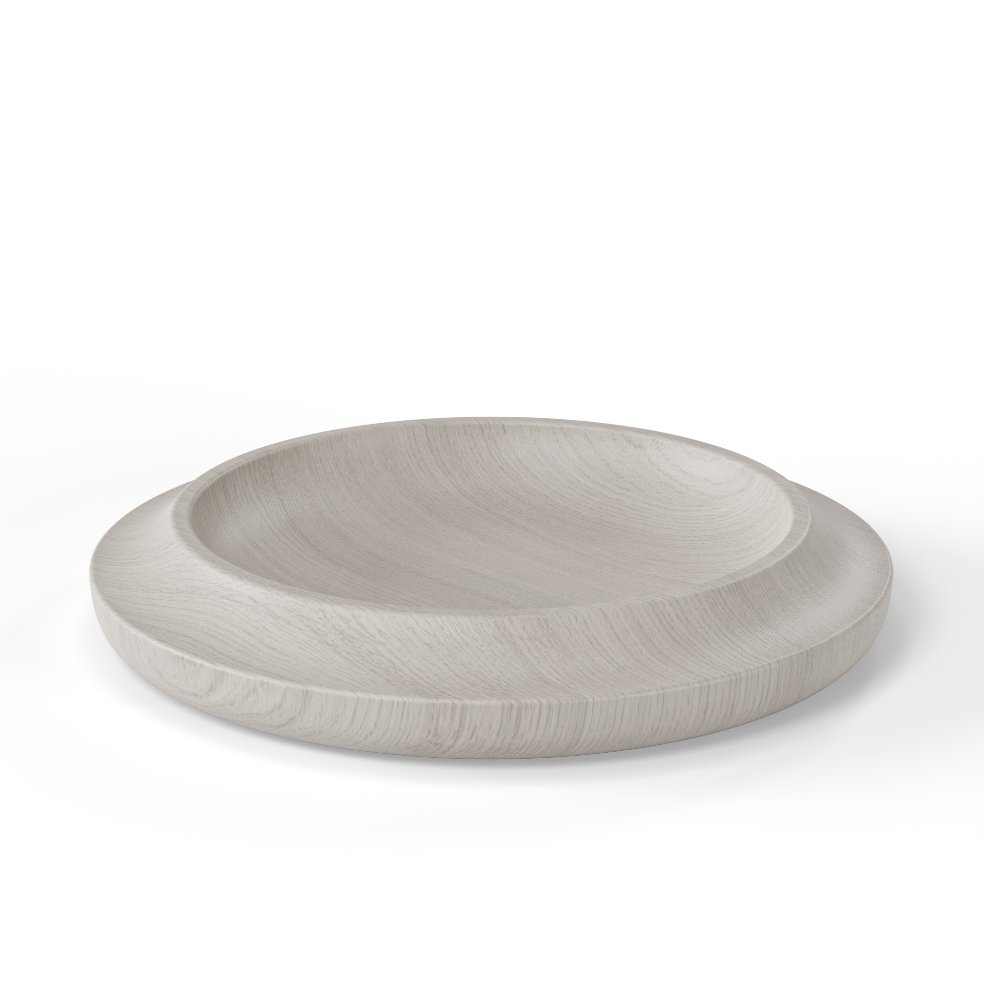 WAAN Floor Bowl in oak, off-white grey — a minimalist interpretation of classic wooden craftsmanship.