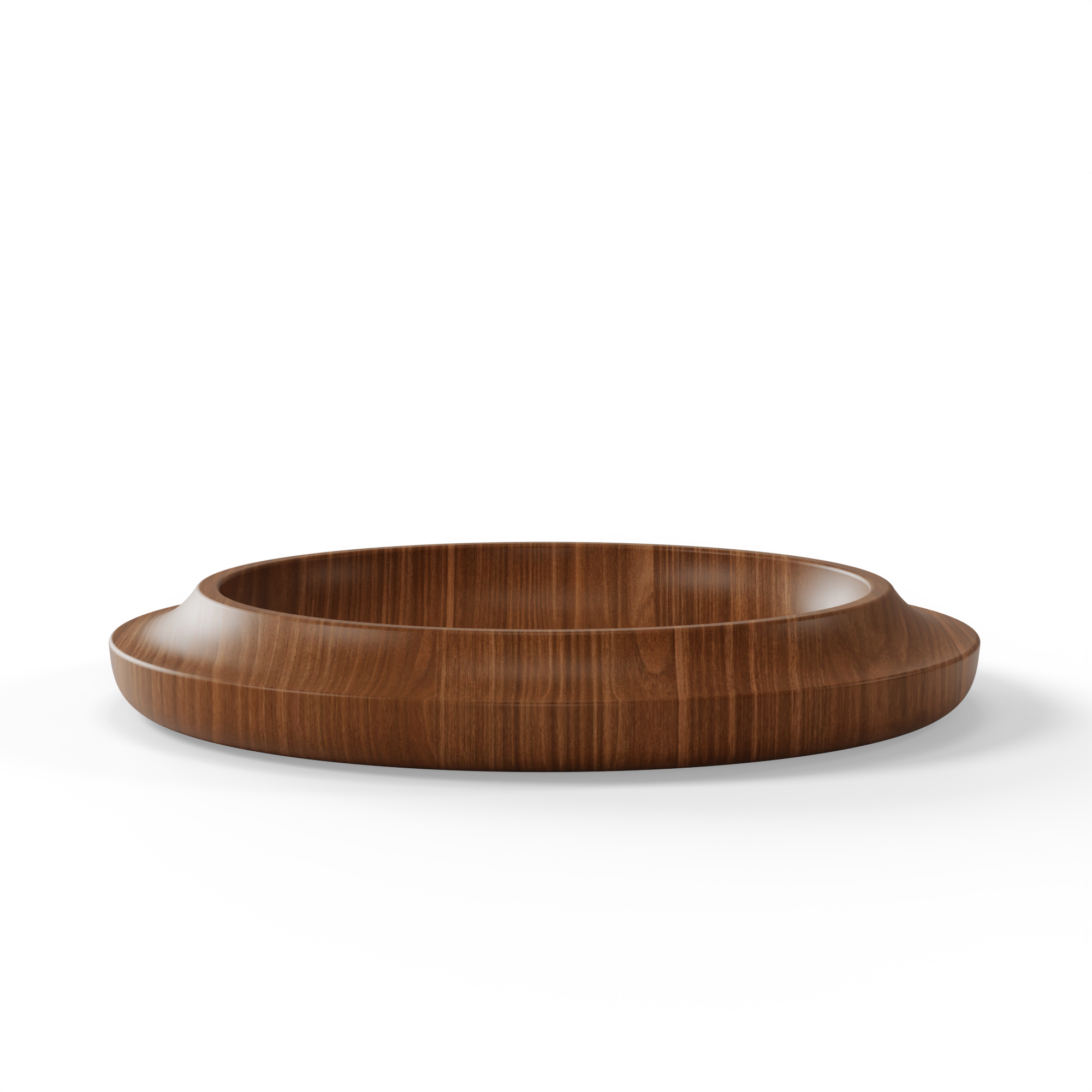 Side view of WAAN Floor Bowl in walnut dark — showcasing the deep wood grain and sculptural shape of this elegant floor bowl.