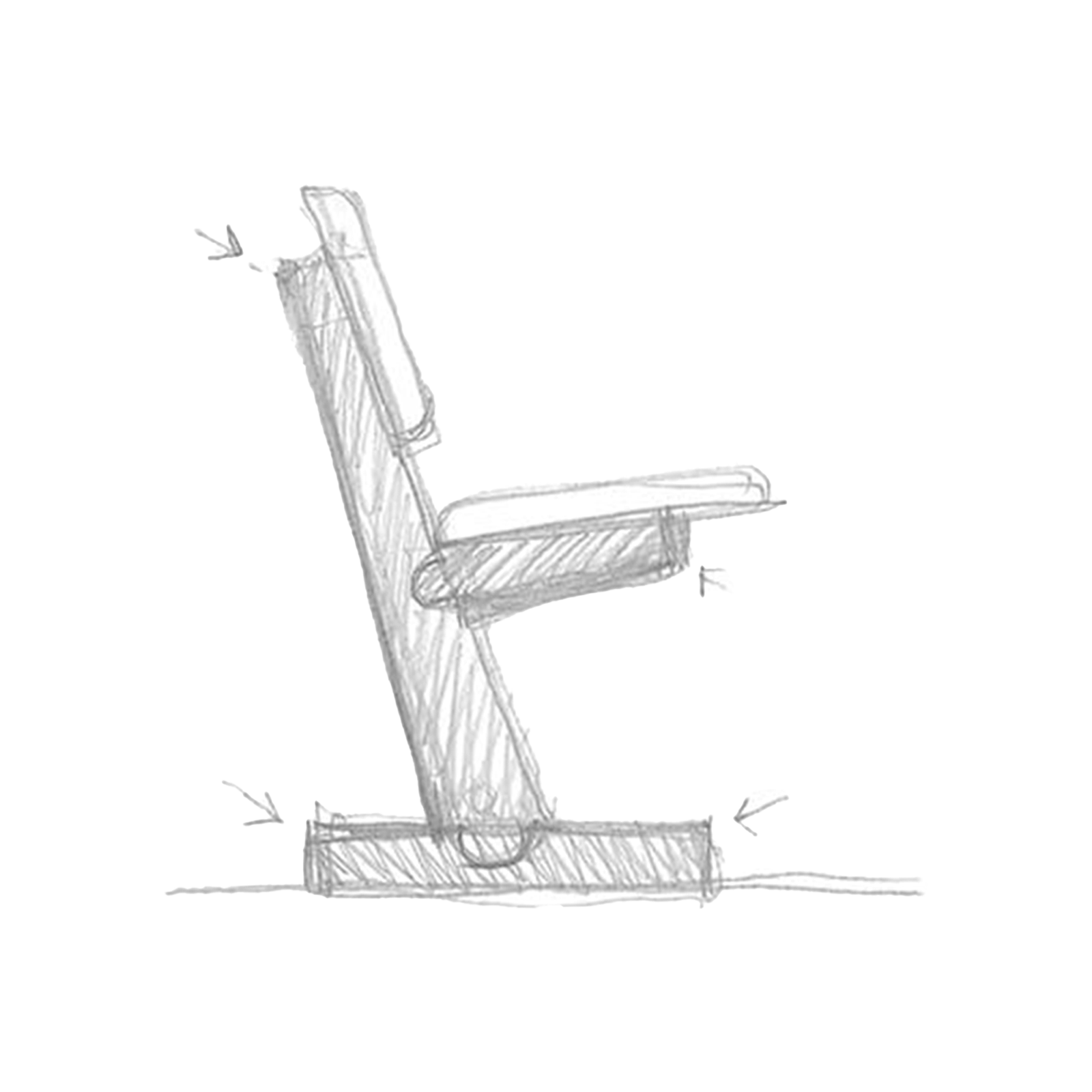 Sketch of KufenKarl chair highlighting its ergonomic design blueprint