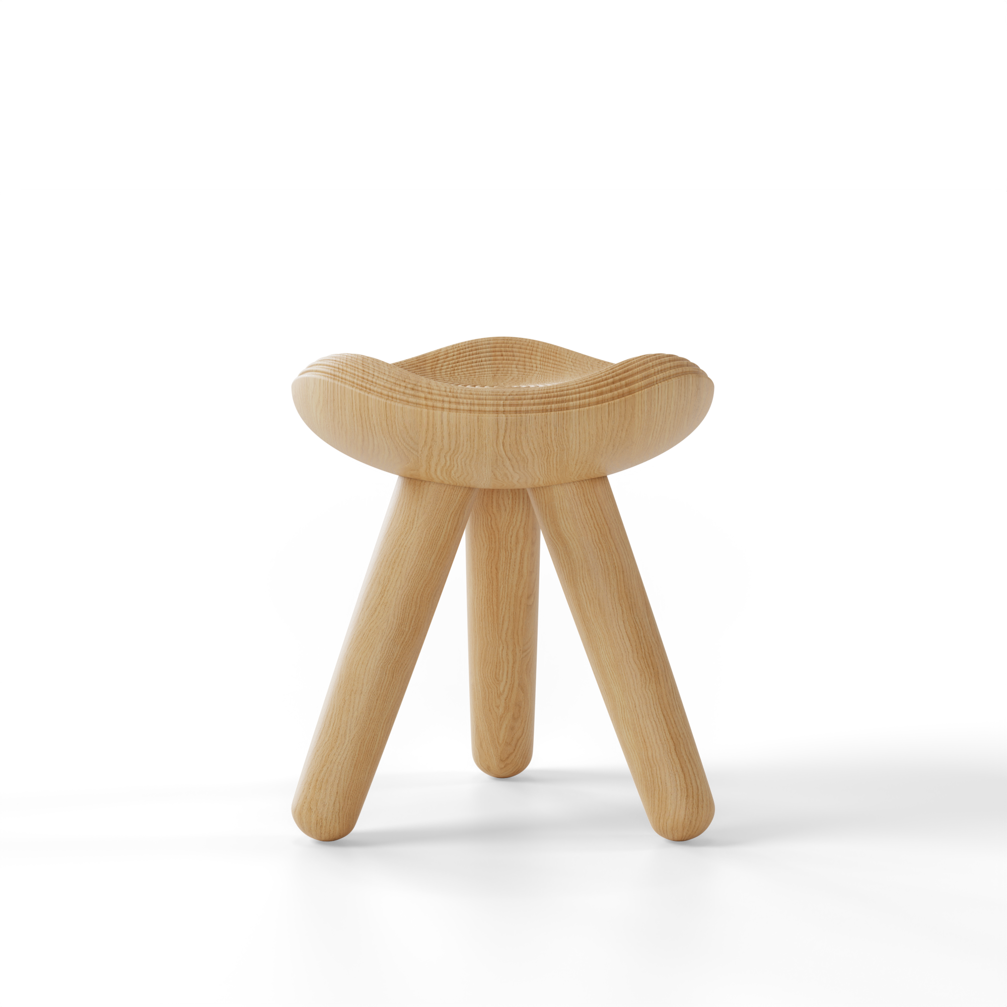 GOPLE Stool in solid oak, featuring a three-legged organic form inspired by the fluid shapes of nature.