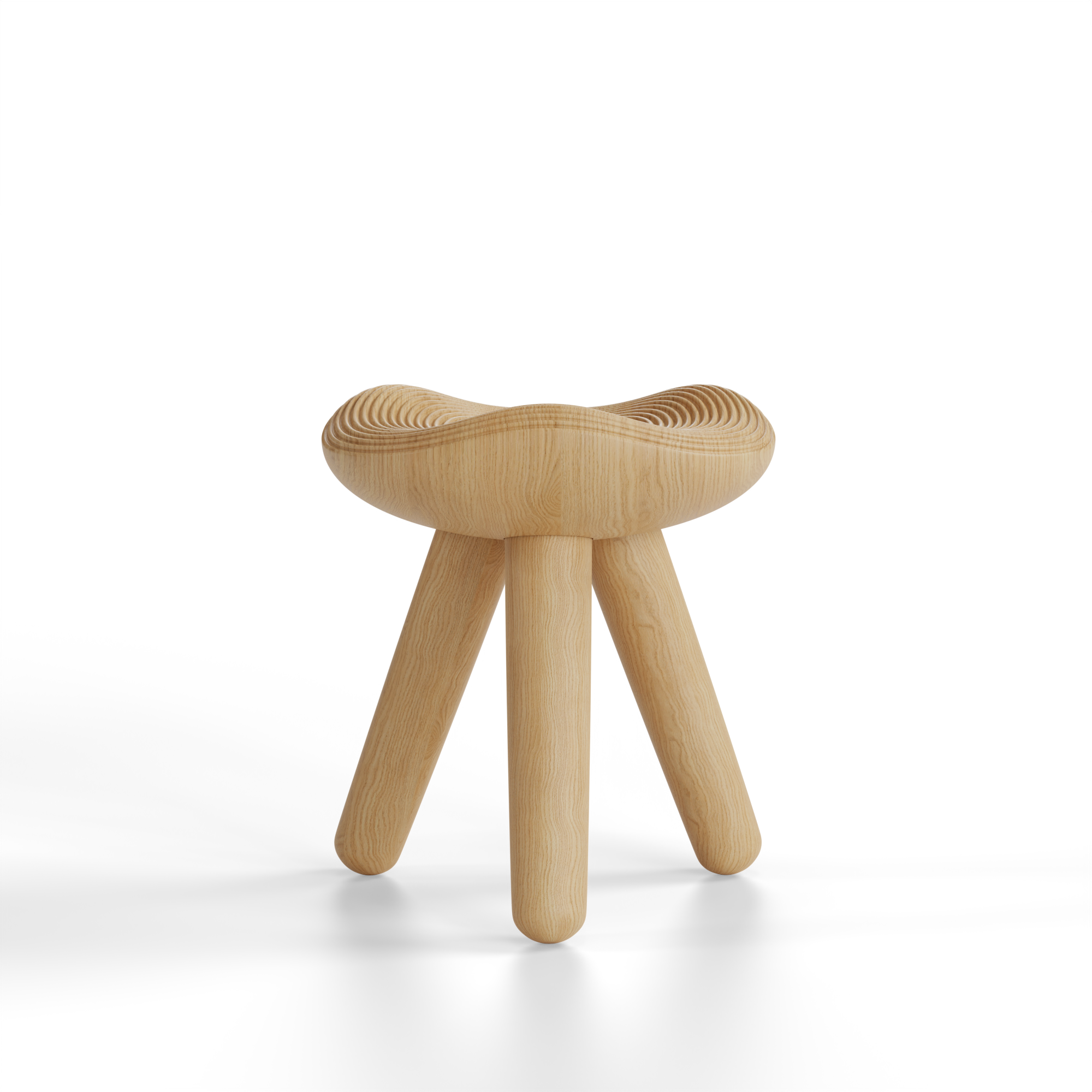 Sustainably crafted GOPLE Stool with curved legs and a rounded seat, inspired by jellyfish movement and form.
