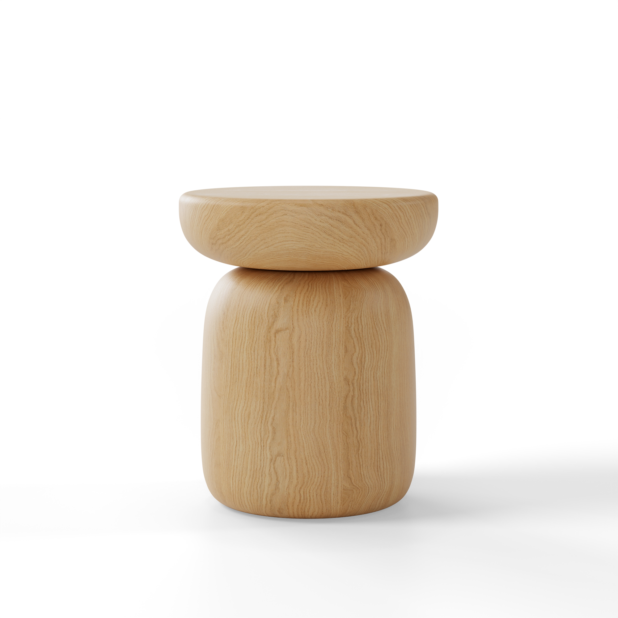 KINOKO Stool crafted from high-quality oak, featuring soft rounded edges and a natural wood grain finish.