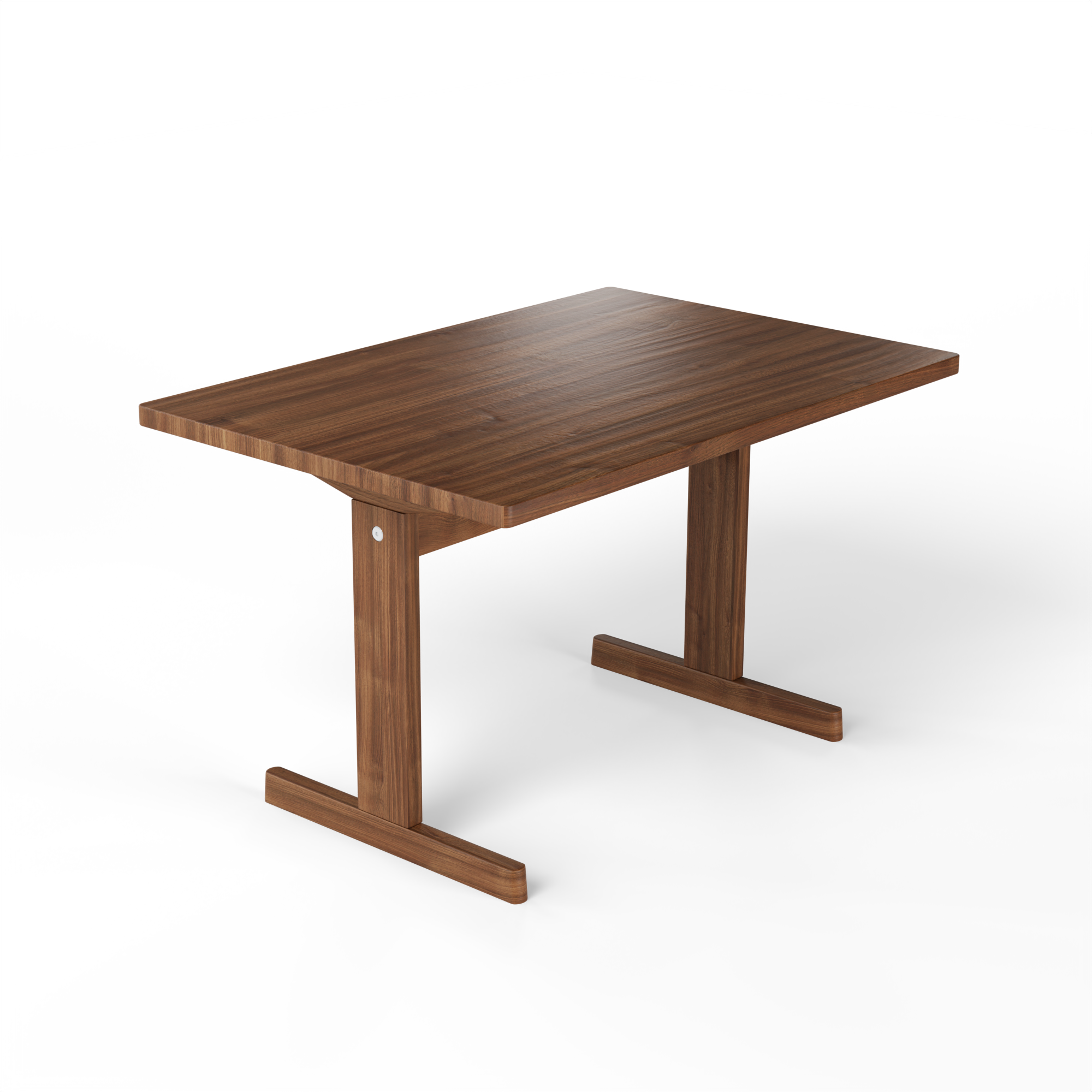 KufenKarl Table in walnut dark– compact size, angled view, featuring a rich walnut finish with warm tones and sleek proportions.