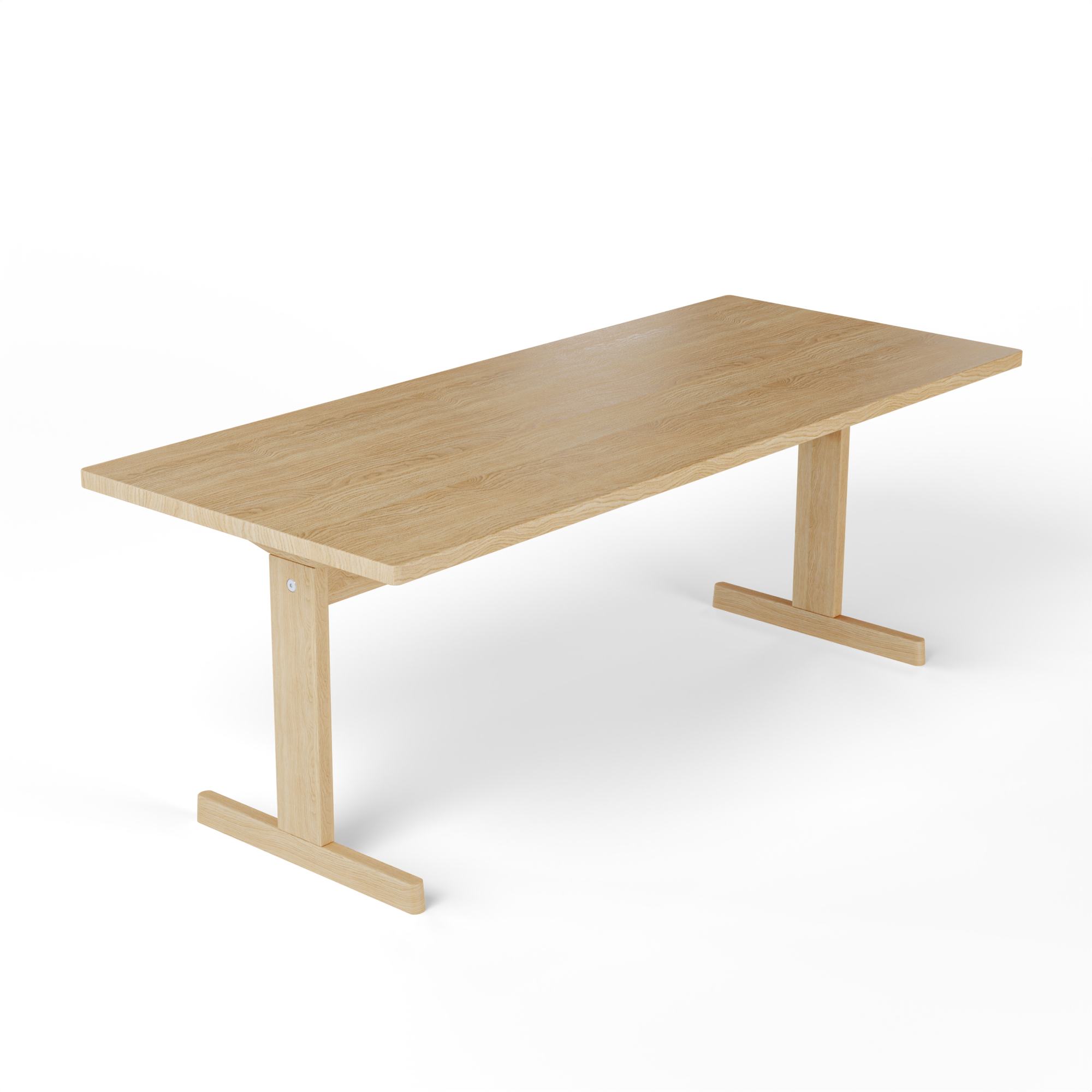 KufenKarl Table in natural oak – angled view showcasing its minimalist design and sturdy craftsmanship.