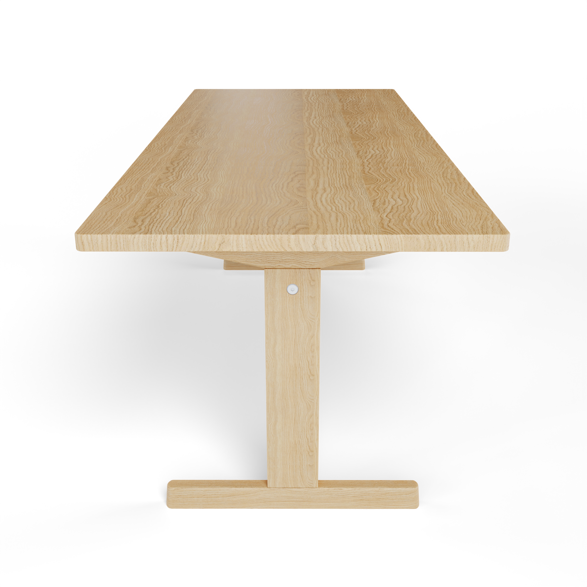KufenKarl Table in natural oak – top-down view, emphasizing the smooth finish and fine wood grain.