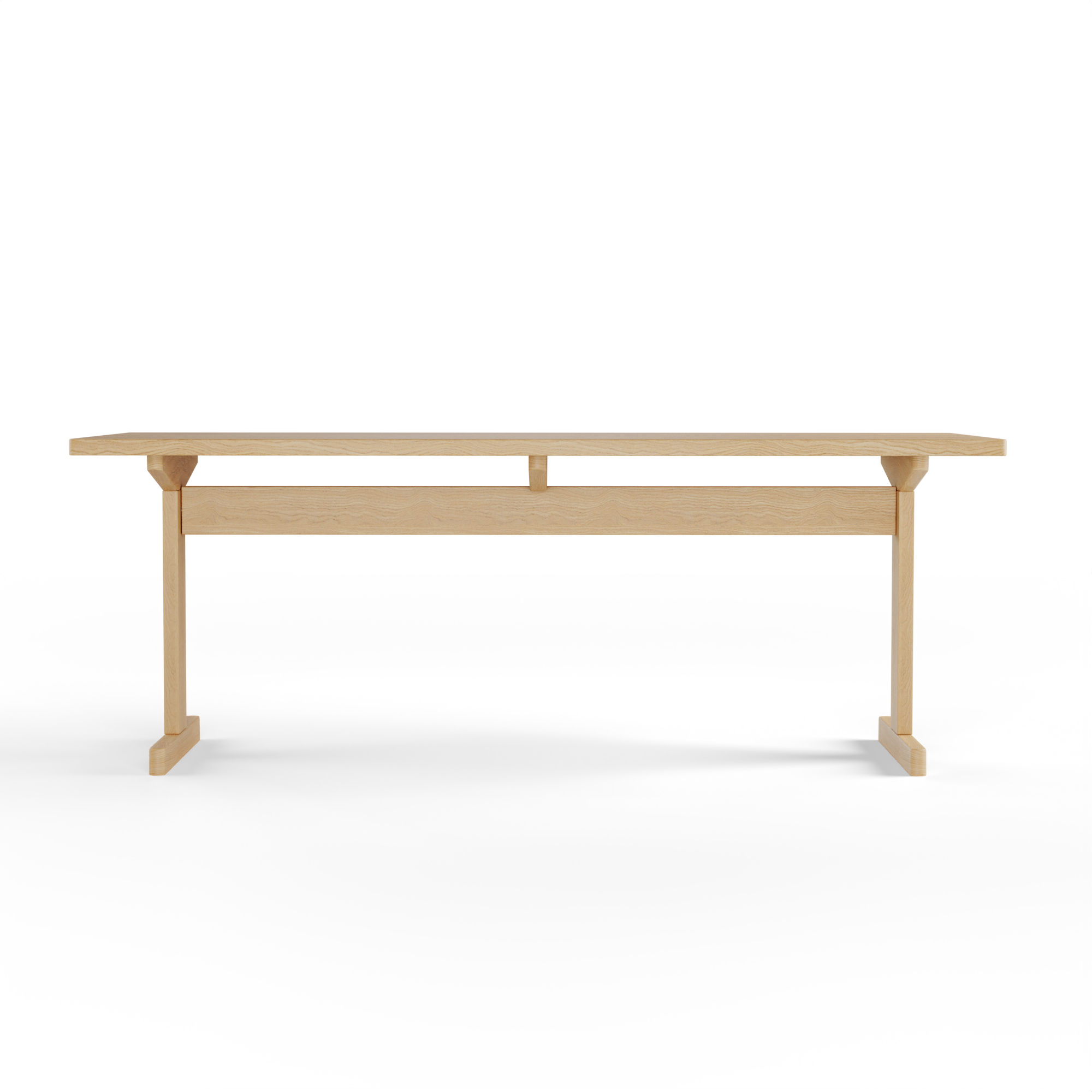 KufenKarl Table in natural oak – front view highlighting the clean lines and crossbeam support.