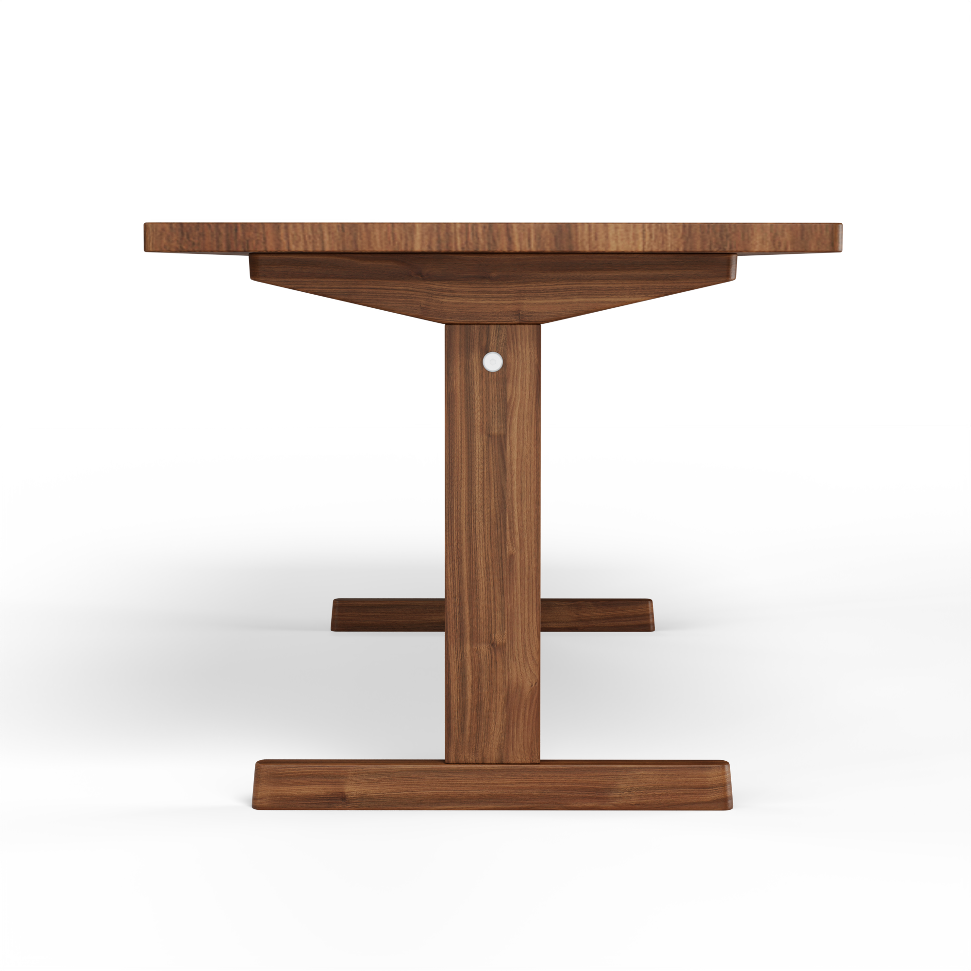 KufenKarl Table in walnut – top-down view, revealing the natural grain patterns and smooth finish.