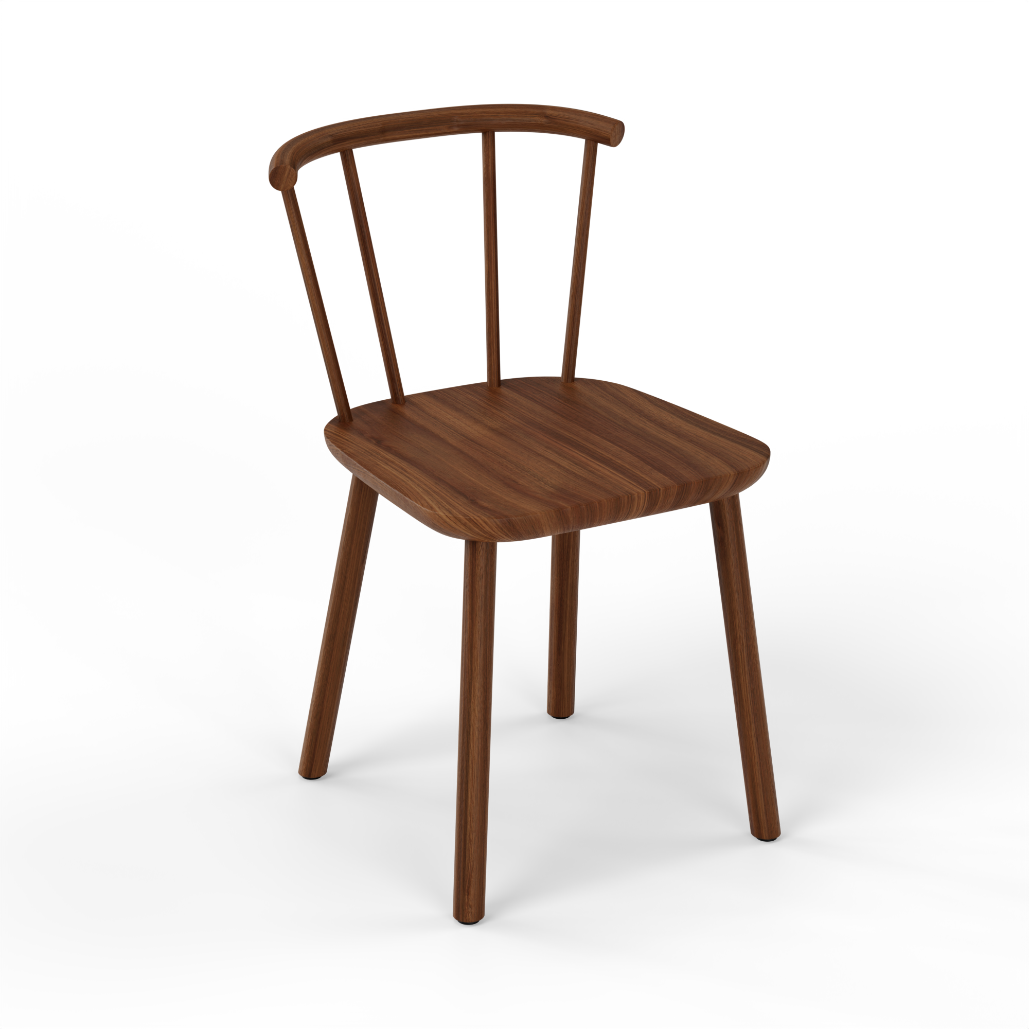 Studio Collection side chair blending British Windsor, Scandinavian pinnstol, and Japanese design influences. Sleek, sturdy, and suitable for contract or home use