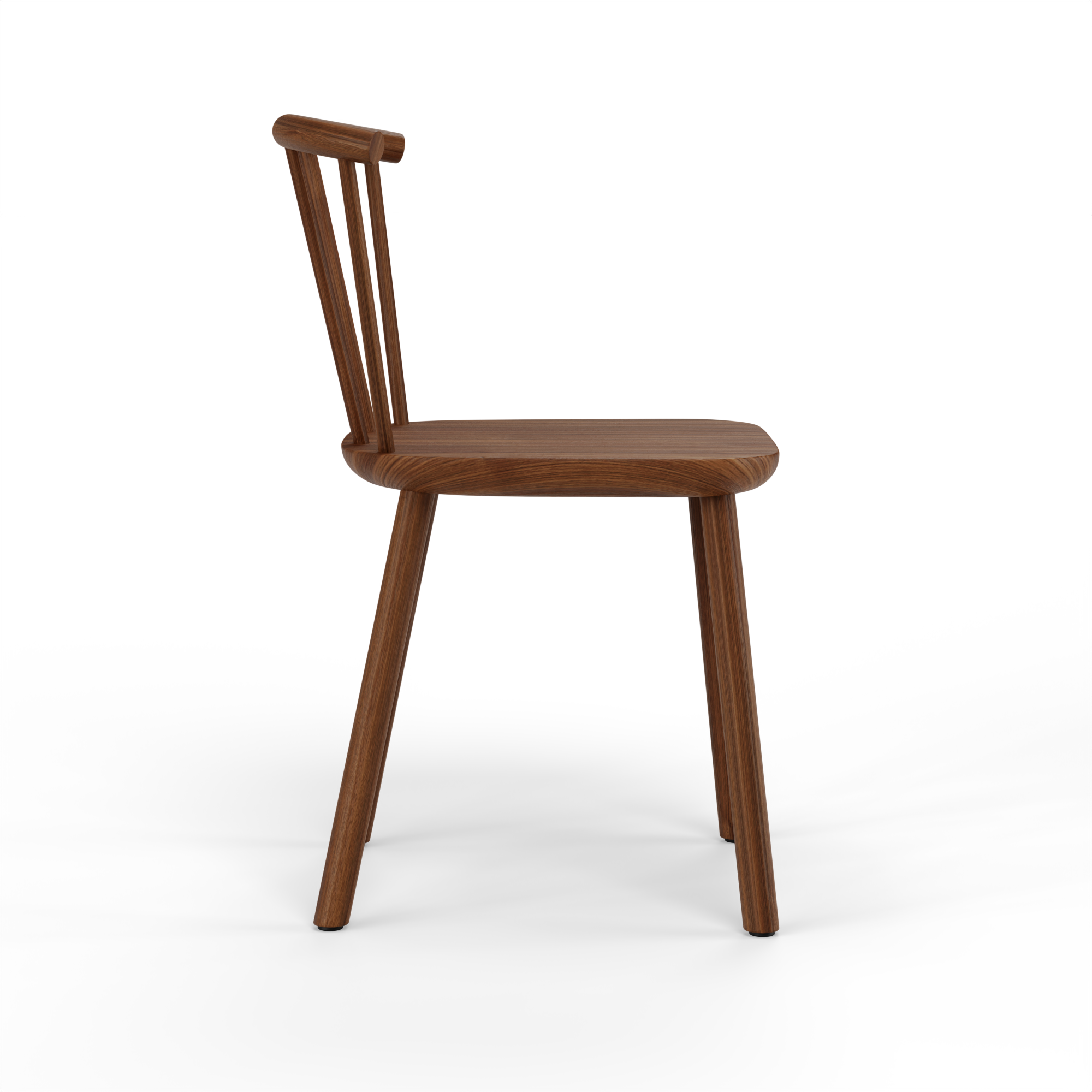 Studio Collection side chair blending British Windsor, Scandinavian pinnstol, and Japanese design influences. Sleek, sturdy, and suitable for contract or home use