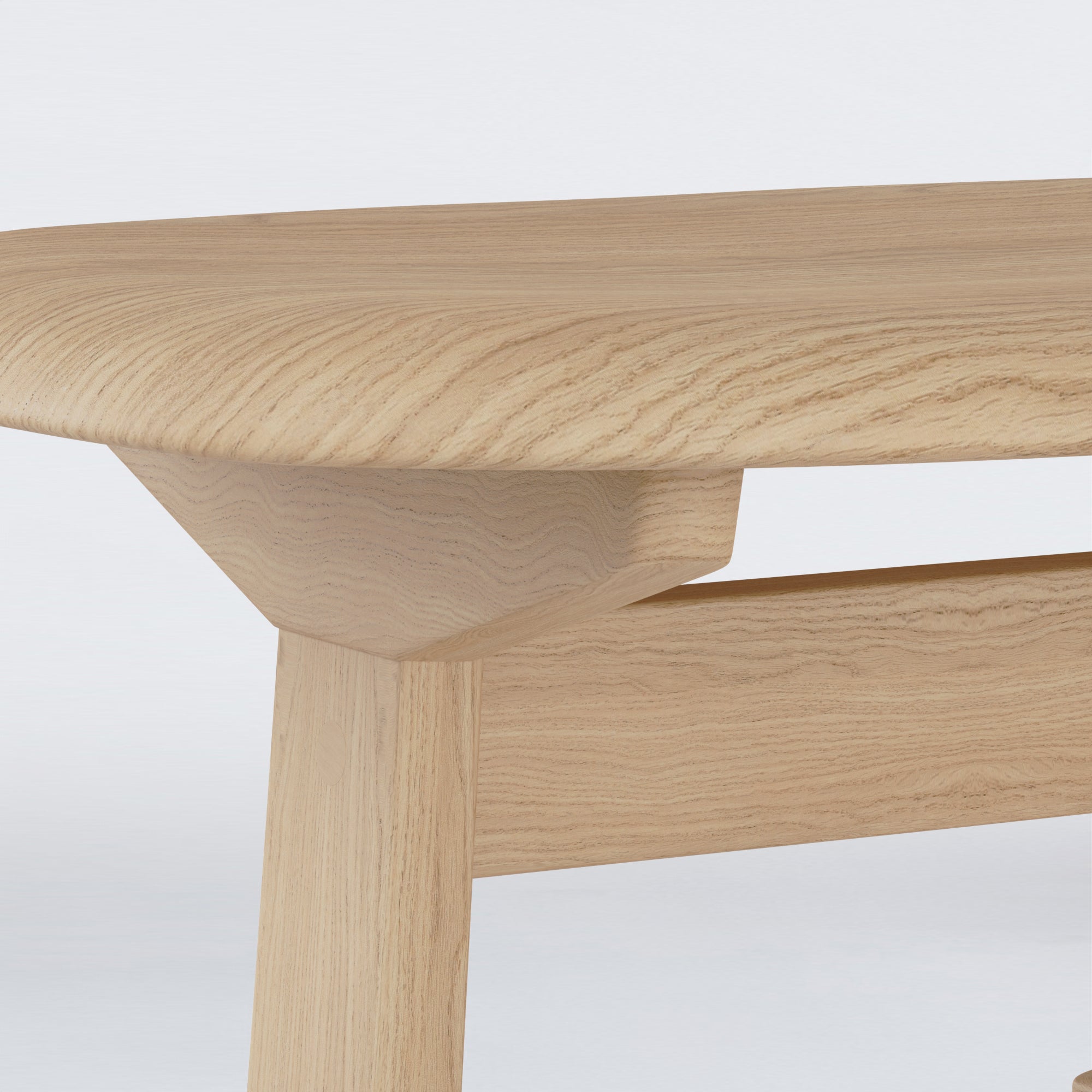 Close-up of KufenKarl Rocking Ottoman in natural oak, capturing the craftsmanship and material beauty.